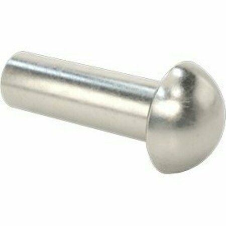 BSC PREFERRED 18-8 Stainless Steel Domed Head Solid Rivets 5/32 Dia for 0.422 Maximum Material Thickness, 100PK 97387A651